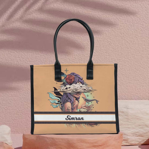 Personalised Girl Printed Box Tote Bag - Uncommongifts.in