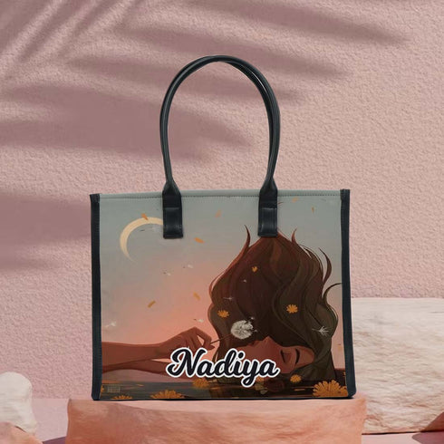 Personalised Girl Printed Box Tote Bag - Uncommongifts.in