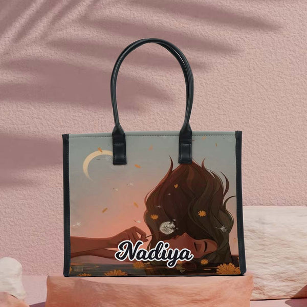 Personalised Girl Printed Box Tote Bag - Uncommongifts.in