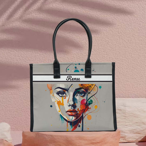 Personalised Girl Printed Box Tote Bag - Uncommongifts.in