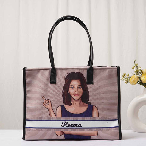 Personalised Girl Printed Box Tote Bag - Uncommongifts.in