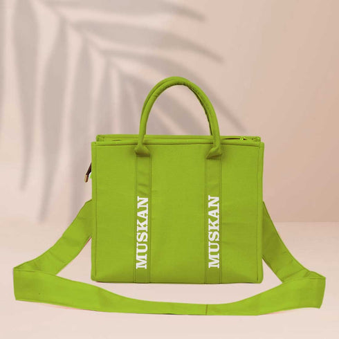 Personalised Green Woody Tote Bag - Uncommongifts.in