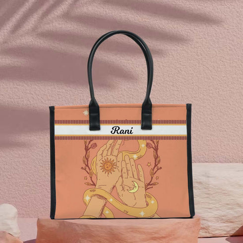 Personalised Hand Girl Printed Box Tote Bag - Uncommongifts.in