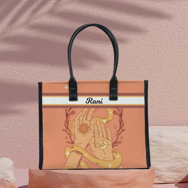 Personalised Hand Girl Printed Box Tote Bag - Uncommongifts.in