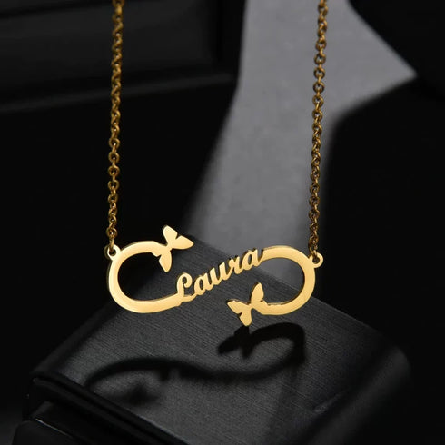 Personalised Infinity Butterfly Name Pendant - Uncommongifts.in