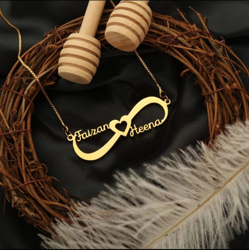 Personalised Infinity Heart Style Couple Name Pendant - Uncommongifts.in
