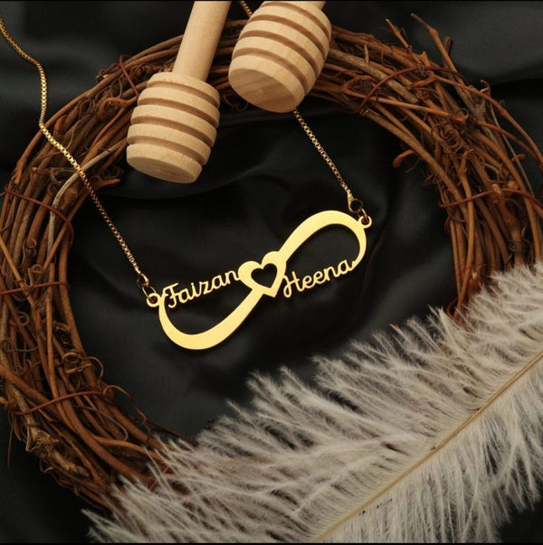 Personalised Infinity Heart Style Couple Name Pendant - Uncommongifts.in