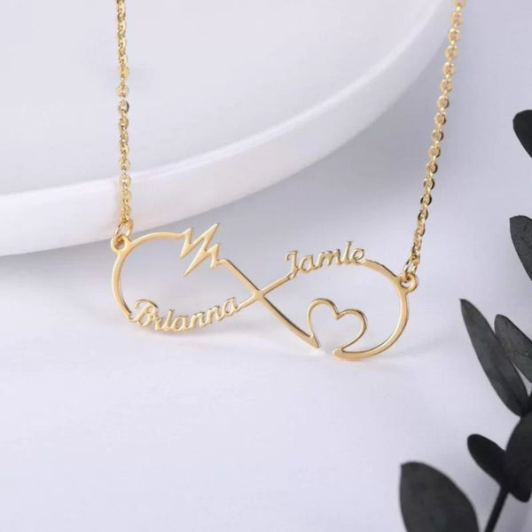 Personalised Infinity Heartbeat Name Pendant - Uncommongifts.in