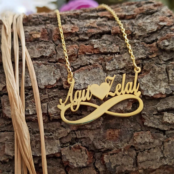 Personalised Infinity Love Heart Name Pendant - Uncommongifts.in