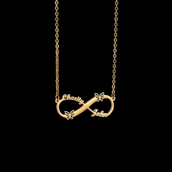 Personalised Infinity With Butterfly Name Pendant - Uncommongifts.in