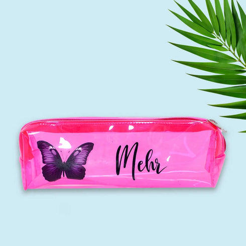 Personalised Jelly Pencil Pouch for Kids - Pink