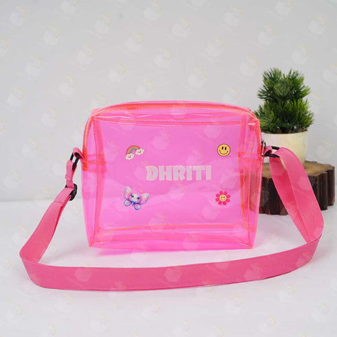 Personalised Jelly Sling Bag for Kids - Pink