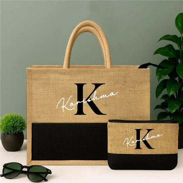 Personalised Jute Bag with Zip
