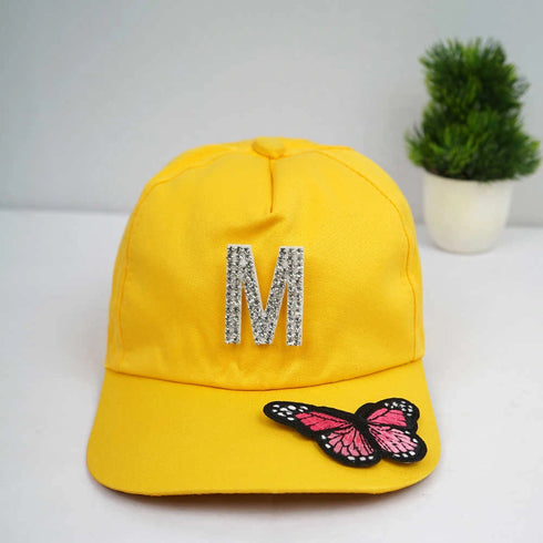 Personalised Kids Caps With Patch and Initial Letter - Yellow