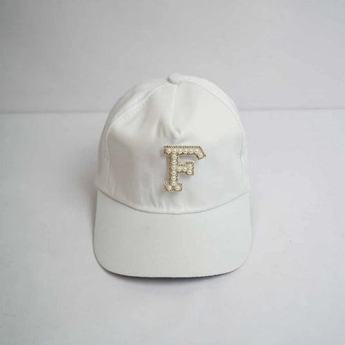 Personalised Caps with Initial Letter - White