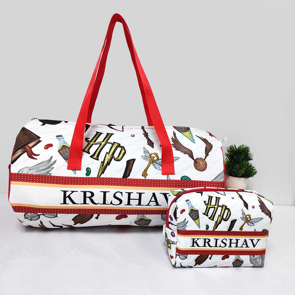Personalised Kids Large Duffle Bag & Box Pouch Combo Gift Set