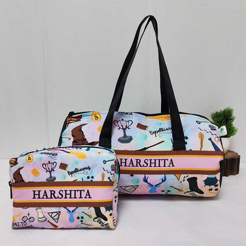 Personalised Kids Duffle Bag & Box Pouch Combo Gift Set