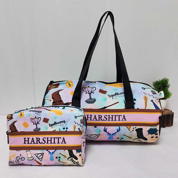 Personalised Kids Duffle Bag & Box Pouch Combo Gift Set