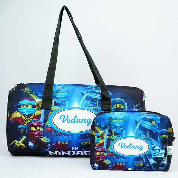 Personalised Kids Duffle Bag & Box Pouch Combo Gift Set