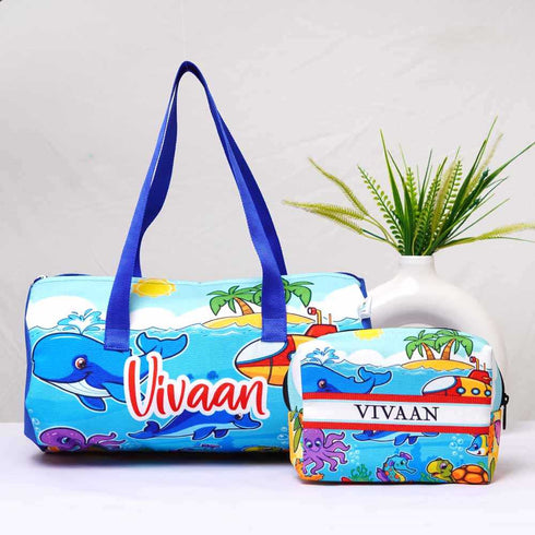 Personalised Kids Duffle Bag & Box Pouch Gift Combo