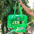 Personalised Kids Jelly Duffle Bag Combo with Patch and Initial Letter - Green
