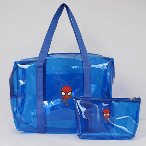 Personalised Kids Jelly Duffle Bag & Pouch Combo - Blue