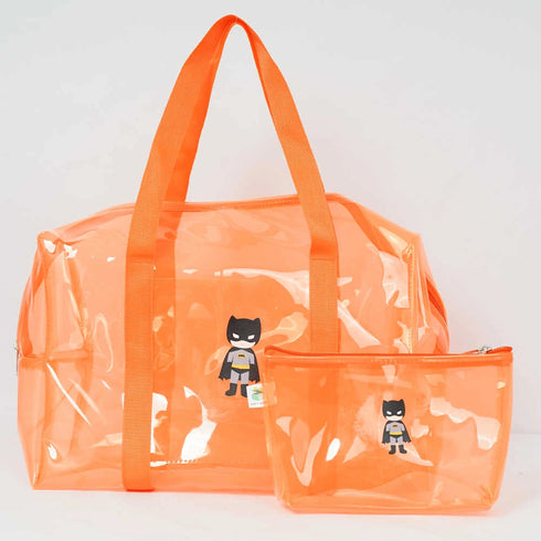 Personalised Kids Jelly Duffle Bag & Pouch Combo - Orange