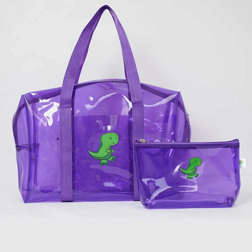 Personalised Kids Jelly Duffle Bag & Pouch Combo - Purple