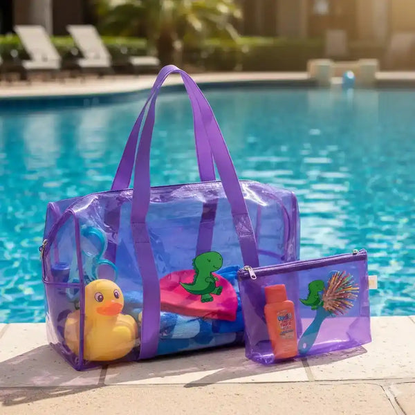 Personalised Kids Jelly Duffle Bag & Pouch Combo - Purple