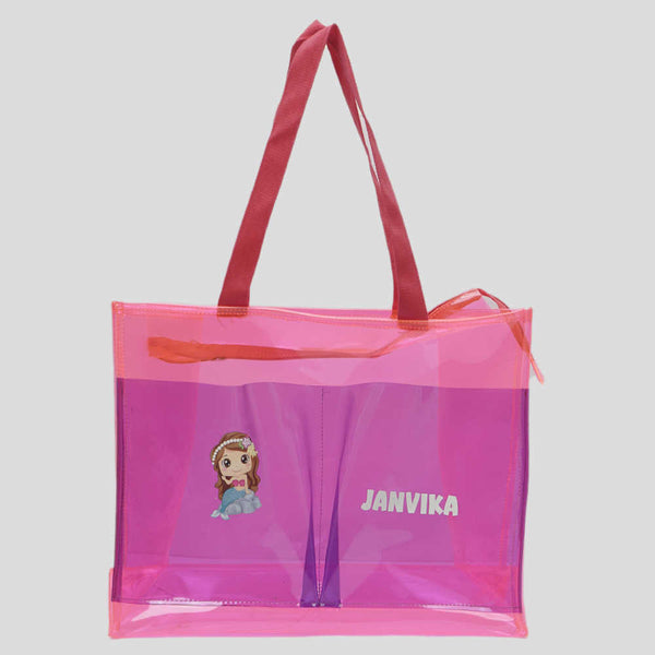 Personalised Kids Jelly Tote Bag - Blue/Pink