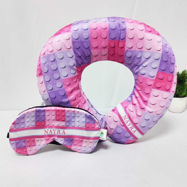 Personalised Kids Neck Pillow & Eye Mask Combo Gift Set