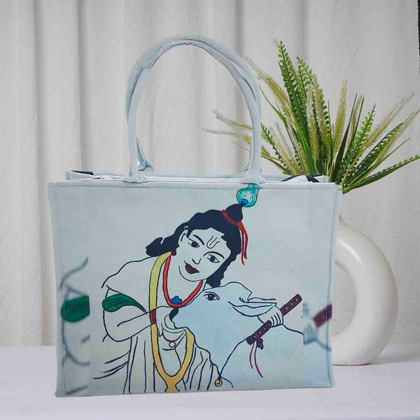 Personalised Krishna Printed Box Bag - Uncommongifts.in