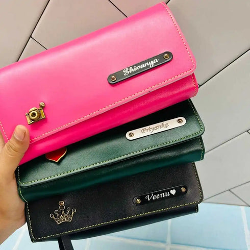 Personalised Ladies 3 Fold Clutch Wallet with Charms