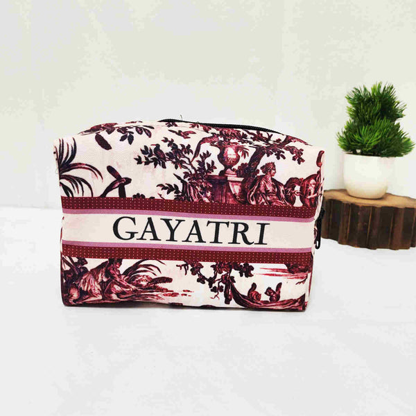 Personalised Leaf Printed Box Pouch for Women