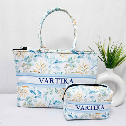 Personalised Leaf's Printed Box Bag Combo Gift Set