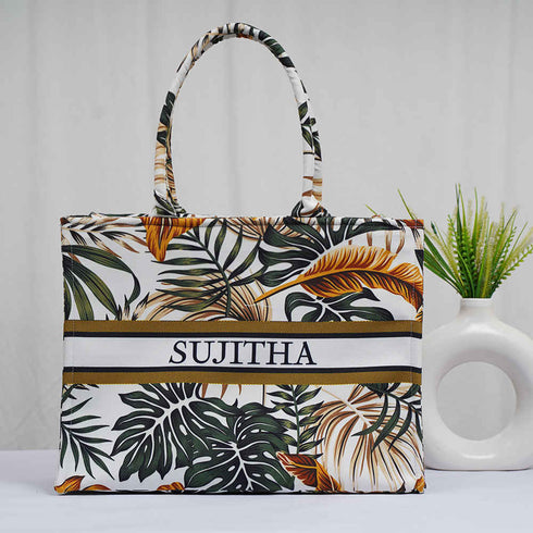 Personalised Leaf's Printed Box Bag