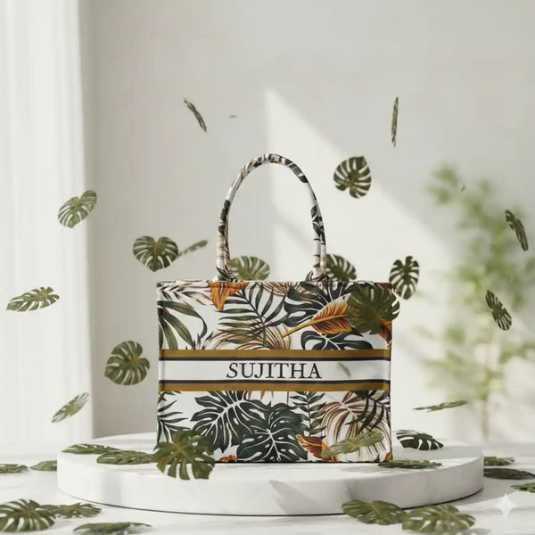 Personalised Leaf's Printed Box Bag