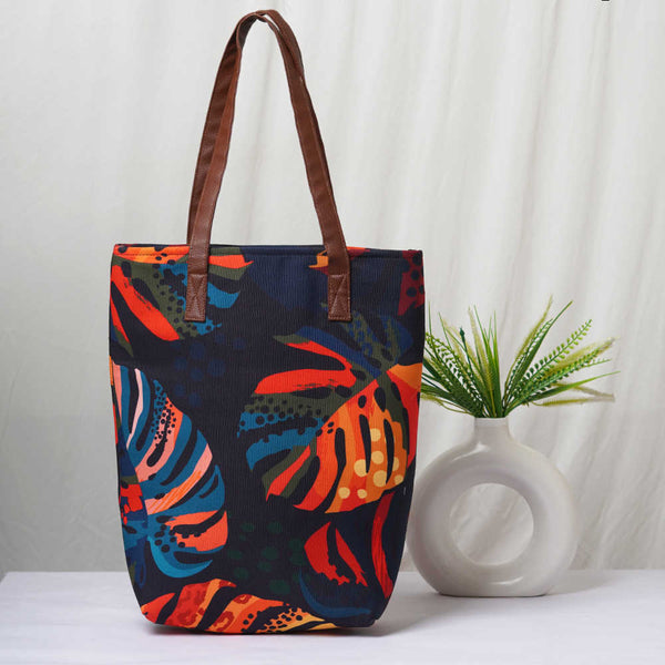 Personalised Leaf's Printed Structured Tote Bag