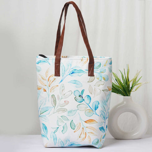 Personalised Leaf's Printed Structured Tote Bag