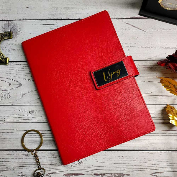 Personalised Leather Diary -Red - Uncommongifts.in