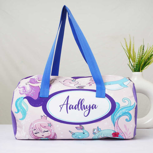 Personalised Little Mermaid Printed Kids Duffle Bag