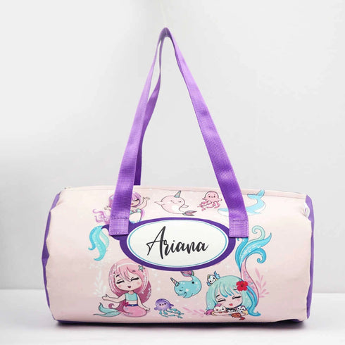 Personalised Little Mermaid Printed Kids Swimming Duffle Bag