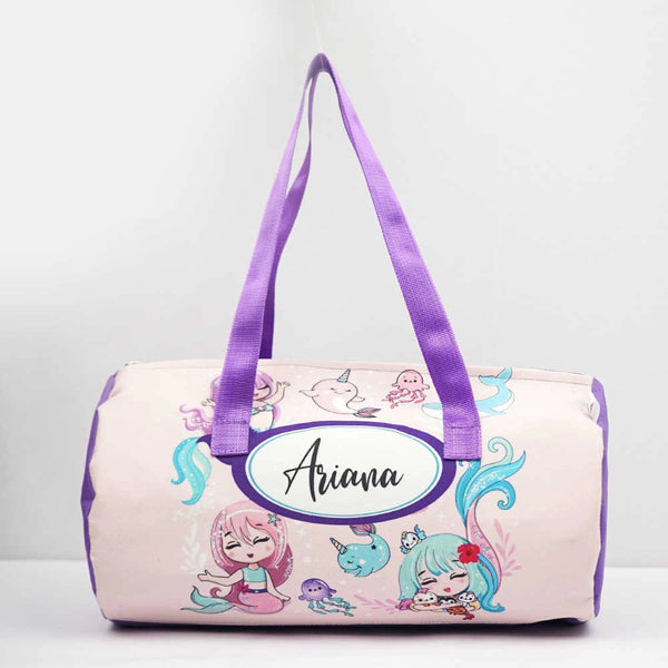Personalised Little Mermaid Printed Kids Swimming Duffle Bag
