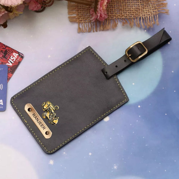 Personalised Luggage Tag With Charms - Grey - Uncommongifts.in
