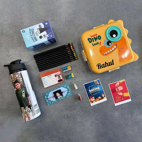 Personalised Lunch Box Rakhi Combo for Kids