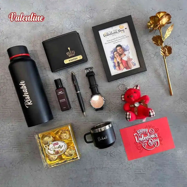 Personalised Men Wallet with Bottle Combo | Valentines Gift for Him