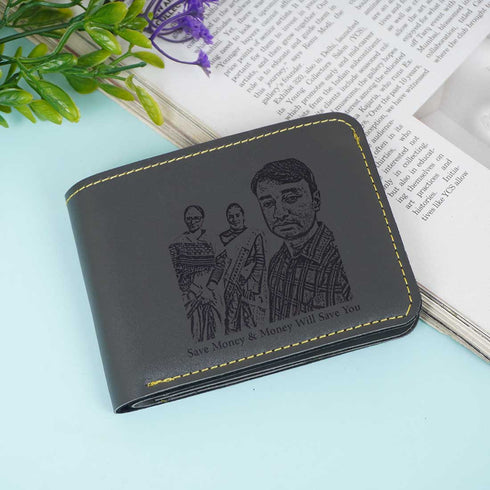 Personalised Men's Photo Wallet - Gray - Uncommongifts.in