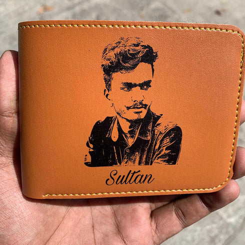 Personalised Men's Photo Wallet - Tan - Uncommongifts.in
