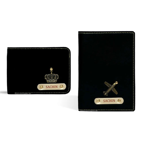 Personalised Men's Wallet Combo With Charm - Black - Uncommongifts.in
