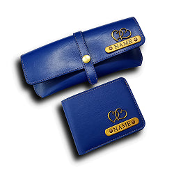 Personalised Men's Wallet Combo With Charm - Blue - Uncommongifts.in